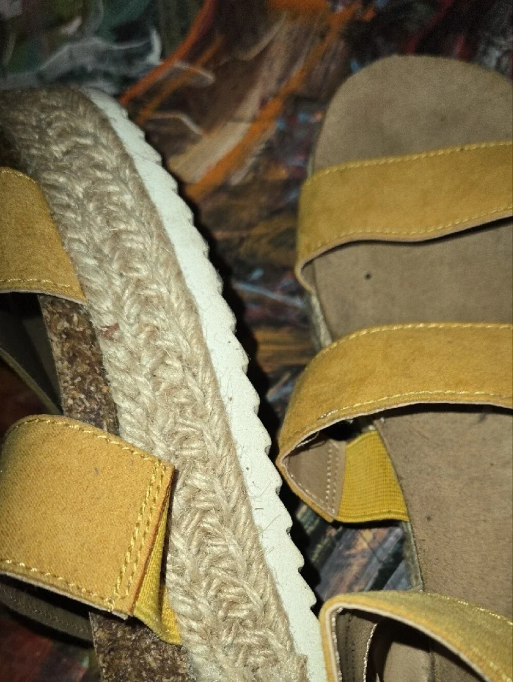 Yellow Suede Strappy Espadrille Sandals